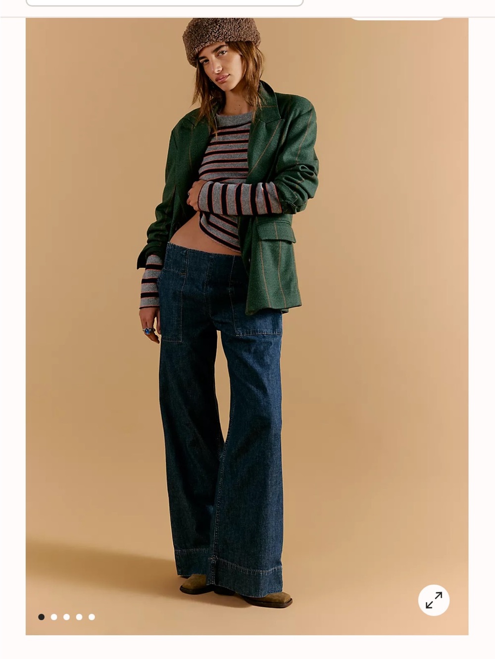 We The Free Blue Elastic-Waist Denim Bottoms